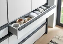 Falttürenschrank >OXFORD< in WEISS mit Spiegel - 300x236x58cm (BxHxT)