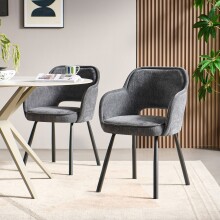 Esszimmerstuhl >Lomvik< (2er-Set) in anthrazit/schwarz Chenille-Optik - 58x87x60 (BxHxT)