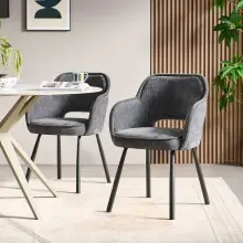 Esszimmerstuhl >Lomvik< (2er-Set) in anthrazit/schwarz Chenille-Optik - 58x87x60 (BxHxT)