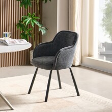 Esszimmerstuhl >Lomvik< (2er-Set) in anthrazit/schwarz Chenille-Optik - 58x87x60 (BxHxT)