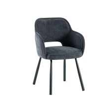 Esszimmerstuhl >Lomvik< (2er-Set) in anthrazit/schwarz Chenille-Optik - 58x87x60 (BxHxT)