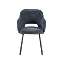 Esszimmerstuhl >Lomvik< (2er-Set) in anthrazit/schwarz Chenille-Optik - 58x87x60 (BxHxT)