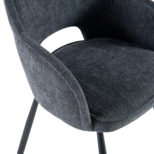 Esszimmerstuhl >Lomvik< (2er-Set) in anthrazit/schwarz Chenille-Optik - 58x87x60 (BxHxT)