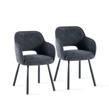 Esszimmerstuhl >Lomvik< (2er-Set) in anthrazit/schwarz Chenille-Optik - 58x87x60 (BxHxT)