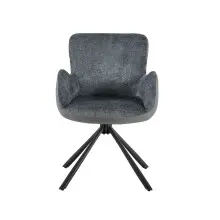 Armlehnstuhl >Molivo< (2er-Set) in anthrazit/schwarz Chenille-Optik - 58x84x64 (BxHxT)