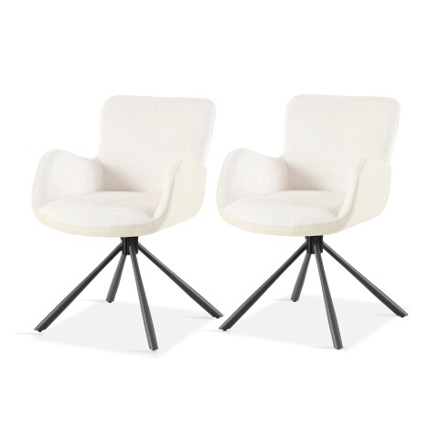 Armlehnstuhl >Molivo< (2er-Set) in creme/schwarz Chenille-Optik - 58x84x64 (BxHxT)