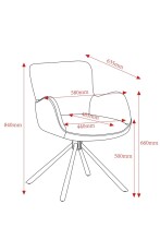 Armlehnstuhl >Molivo< (2er-Set) in creme/schwarz Chenille-Optik - 58x84x64 (BxHxT)