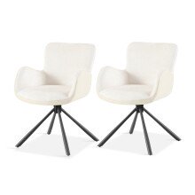Armlehnstuhl >Molivo< (2er-Set) in creme/schwarz Chenille-Optik - 58x84x64 (BxHxT)