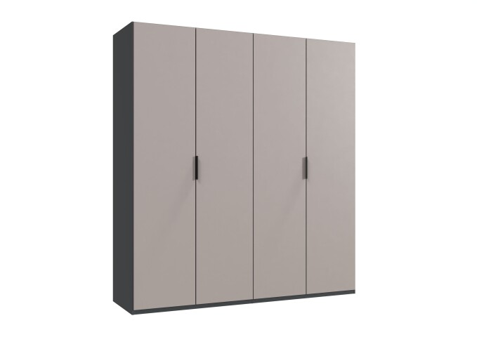 Falttürenschrank >OXFORD< in Saharagrau, Grafit - 200x216x58cm (BxHxT)