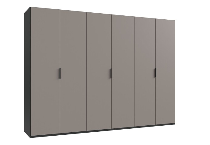 Falttürenschrank >OXFORD< in Saharagrau, Grafit - 300x216x58cm (BxHxT)