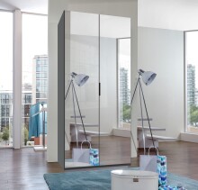 Falttürenschrank >OXFORD< in Graphit / Spiegel...