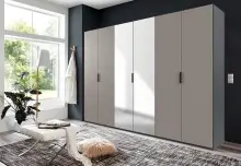 Falttürenschrank >OXFORD< in Saharagrau /...