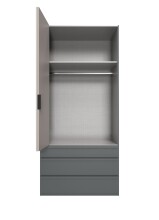 Falttürenschrank >OXFORD< in Saharagrau / Korpus Grafit - 100x216x58cm (BxHxT)