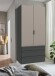 Falttürenschrank >OXFORD< in Saharagrau / Korpus Grafit - 100x216x58cm (BxHxT)