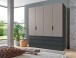 Falttürenschrank >OXFORD< in Saharagrau, Korpus Grafit - 200x216x58cm (BxHxT)