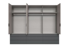 Falttürenschrank >OXFORD< in Saharagrau / Grafit - 300x216x58cm (BxHxT)