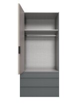 Falttürenschrank >OXFORD< in Grafit / Spiegel - 100x216x58cm (BxHxT)