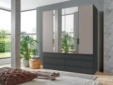 Falttürenschrank >OXFORD< in Saharagrau /...