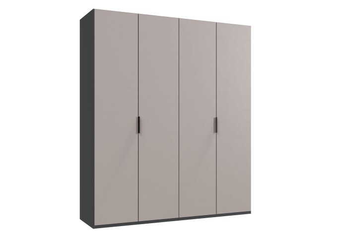 Falttürenschrank >OXFORD< in Saharagrau, Korpus Grafit - 200x236x58cm (BxHxT)