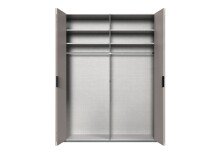 Falttürenschrank >OXFORD< in Saharagrau, Korpus Grafit - 200x236x58cm (BxHxT)