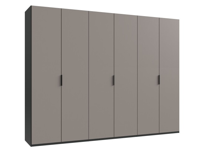 Falttürenschrank >OXFORD< in Saharagrau, Korpus Grafit - 300x236x58cm (BxHxT)
