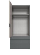 Falttürenschrank >OXFORD< in Türen Saharagrau / Grafit - 100x236x58cm (BxHxT)