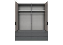 Falttürenschrank >OXFORD< in Türen Saharagrau / Grafit - 200x236x58cm (BxHxT)