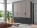 Falttürenschrank >OXFORD< in Türen Saharagrau / Grafit - 200x236x58cm (BxHxT)