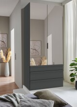 Falttürenschrank >OXFORD< in Grafit / Spiegel - 100x236x58cm (BxHxT)