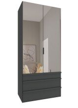 Falttürenschrank >OXFORD< in Grafit / Spiegel...