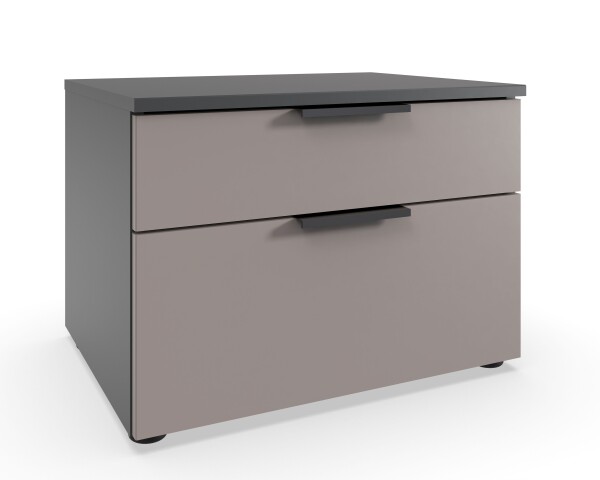 Nachtkommode >OXFORD< in Saharagrau, Korpus Graphit - 54x39x41cm (BxHxT)