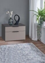 Nachtkommode >OXFORD< in Saharagrau, Korpus Graphit - 54x39x41cm (BxHxT)