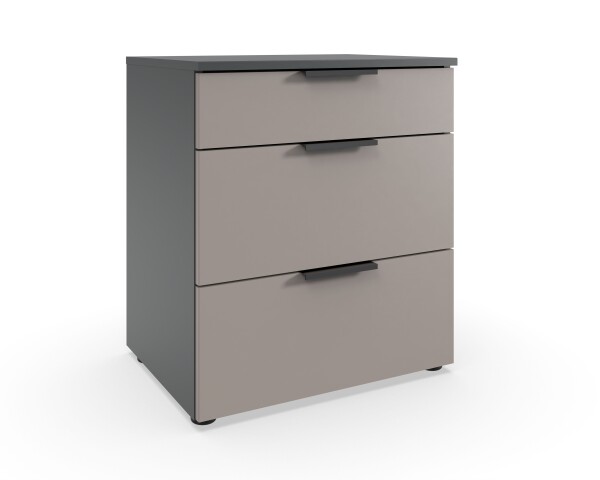 Nachtkommode >OXFORD< in Saharagrau, Korpus Graphit - 54x61x41cm (BxHxT)
