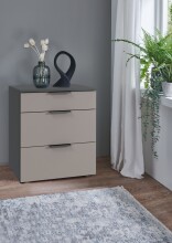 Nachtkommode >OXFORD< in Saharagrau, Korpus Graphit - 54x61x41cm (BxHxT)