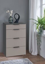 Hochkommode >OXFORD< in Schubkästen Saharagrau...