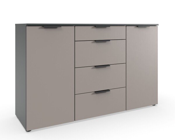 Sideboard >OXFORD< in Saharagrau, Korpus Graphit - 135x84x41cm (BxHxT)