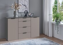 Sideboard >OXFORD< in Saharagrau, Korpus Graphit - 135x84x41cm (BxHxT)