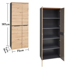 Aktenschrank >Memphis< in Artisan Eiche Dekor / Graphit - 75x197x38 (BxHxT)