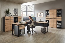 Aktenschrank >Memphis< in Artisan Eiche Dekor / Graphit - 75x197x38 (BxHxT)