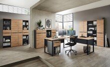 Aktenschrank >Memphis< in Artisan Eiche Dekor / Graphit - 75x197x38 (BxHxT)