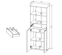 Aktenschrank >Memphis< in Artisan Eiche Dekor / Graphit - 75x197x38 (BxHxT)