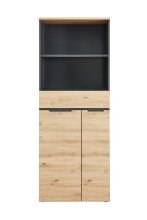 Aktenschrank >Memphis< in Artisan Eiche Dekor / Graphit - 75x197x38 (BxHxT)