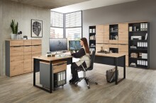 Aktenregal >Memphis< in Graphit / Artisan Eiche Dekor - 75x197x38 (BxHxT)