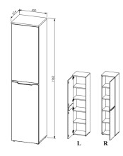Aktenschrank >Memphis< in Artisan Eiche Dekor / Graphit - 45x197x38 (BxHxT)