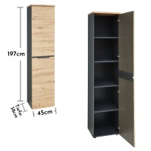 Aktenschrank >Memphis< in Artisan Eiche Dekor / Graphit - 45x197x38 (BxHxT)