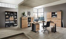 Aktenregal >Memphis< in Artisan Eiche Dekor / Graphit - 45x197x38 (BxHxT)