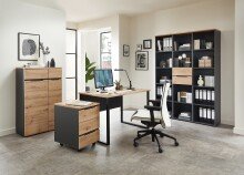 Aktenregal >Memphis< in Artisan Eiche Dekor / Graphit - 45x197x38 (BxHxT)