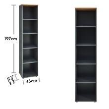 Aktenregal >Memphis< in Artisan Eiche Dekor / Graphit - 45x197x38 (BxHxT)