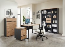 Aktenregal >Memphis< in Artisan Eiche Dekor / Graphit - 45x197x38 (BxHxT)