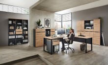 Aktenschrank >Memphis< in Artisan Eiche Dekor / Graphit - 45x122x38 (BxHxT)